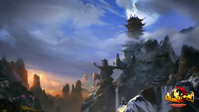 Обои картинки фото happy, lakes, видео, игры, замок, горы