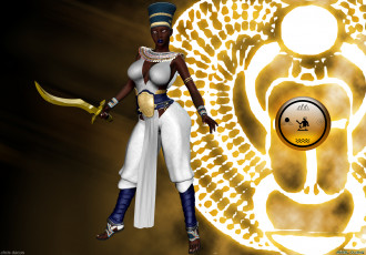 Картинка 3д+графика фантазия+ fantasy девушка взгляд оружие