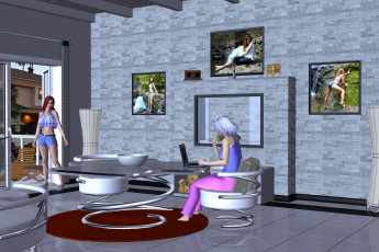 Картинка 3д+графика люди+ people картины комната девушки