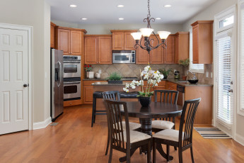 Картинка интерьер кухня стол цветок орхидея стиль дизайн