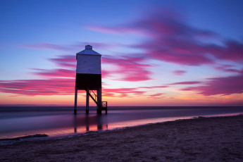 Картинка природа побережье небо строение пляж выдержка облака закат вечер море