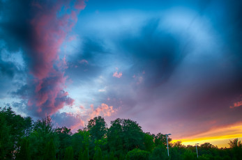 Картинка природа облака пейзаж небо деревья