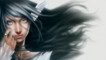 Картинка рисованные люди волосы глаза фон взгляд девушка