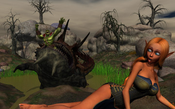 Картинка 3д+графика эльфы+ elves существо испуг взгляд эльфийка