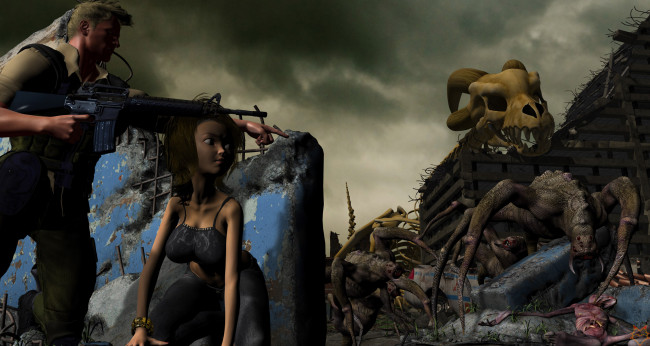 Обои картинки фото 3д графика, фантазия , fantasy, мужчина, девушка