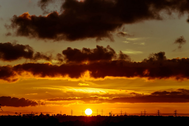 Обои картинки фото природа, восходы, закаты, закат, небо, облака, солнце, море