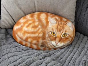 Картинка разное ремесла +поделки +рукоделие ткань камень рисунок кот