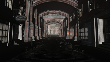 Картинка 3д+графика реализм+ realism дома улица арки