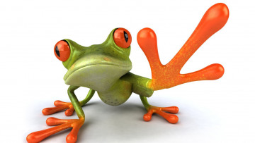 Картинка 3д+графика животные+ animals лягушка белый фон лапа