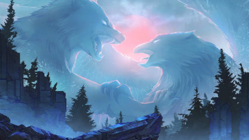 Картинка фэнтези оборотни орел волк