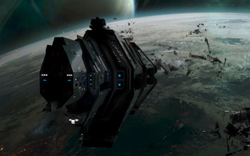 Картинка космос арт космический корабль полет вселенная планета