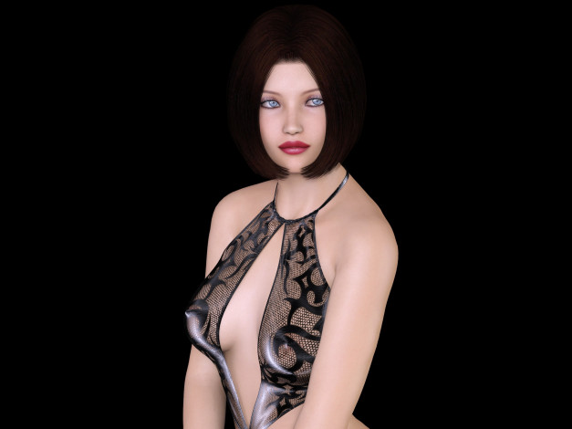 Обои картинки фото 3д графика, люди , people, фон, взгляд, девушка