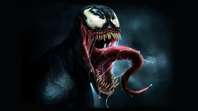 Обои картинки фото фэнтези, существа, venom, веном, сила, страх, зубы, глаза, язык, danluvisiart