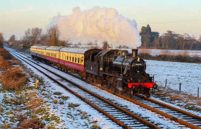 Обои картинки фото техника, паровозы, паровоз, рельсы, дорога, железная