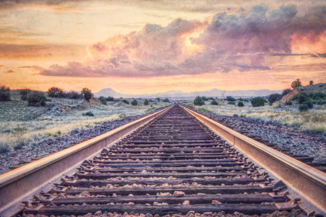 Обои картинки фото разное, транспортные средства и магистрали, рельсы, закат