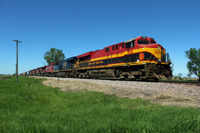 Обои картинки фото техника, поезда, состав, локомотив, рельсы, дорога, железная