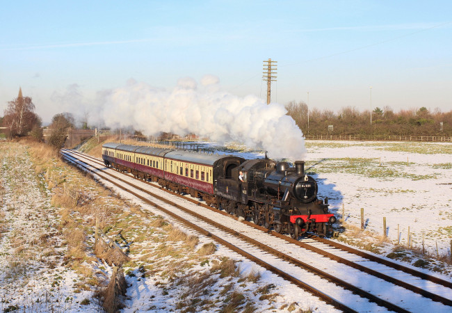 Обои картинки фото техника, паровозы, дорога, паровоз, железная, рельсы