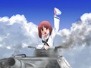 Картинка аниме girls+und+panzer взгляд девушка фон