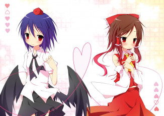 Картинка аниме touhou девушки фон взгляд