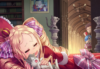 Картинка аниме re +zero+kara+hajimeru+isekai+seikatsu взгляд девушка фон