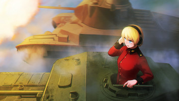 Картинка аниме girls+und+panzer фон взгляд девушка