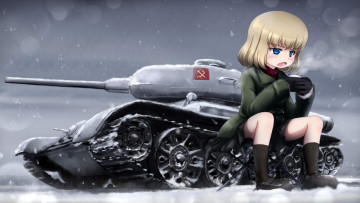 Картинка аниме girls+und+panzer взгляд фон девушка