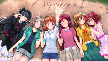 Картинка аниме love+live +school+idol+project фон взгляд девушки