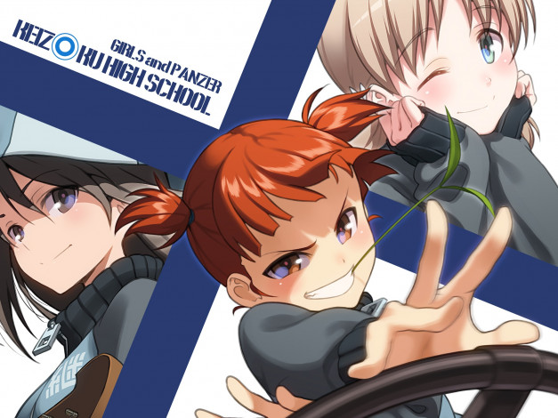 Обои картинки фото аниме, girls und panzer, фон, взгляд, девушка