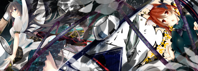 Обои картинки фото аниме, touhou, фон, девушка, взгляд