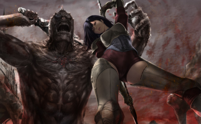 Обои картинки фото фэнтези, красавицы и чудовища, монстр, девушка