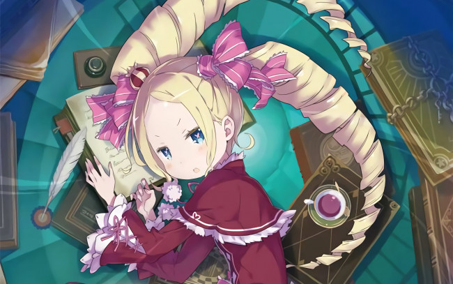 Обои картинки фото аниме, re,  zero kara hajimeru isekai seikatsu, фон, взгляд, девушка