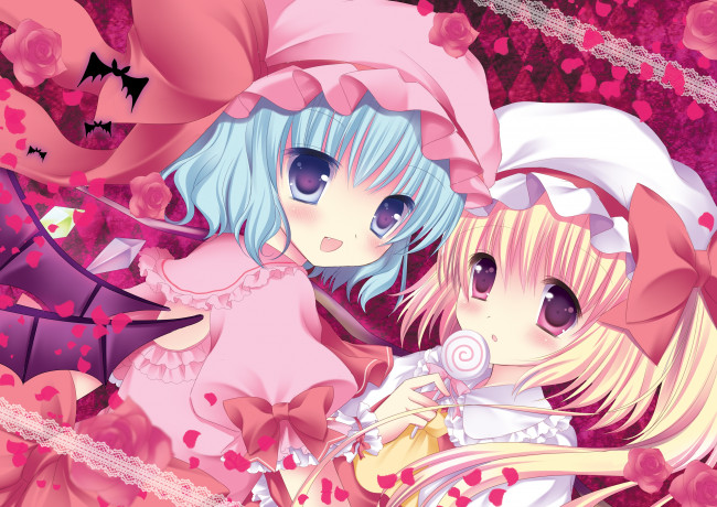 Обои картинки фото аниме, touhou, девушка, фон, взгляд