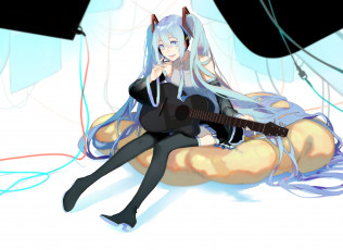 Картинка аниме vocaloid девушка взгляд фон