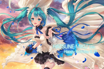 Картинка аниме vocaloid девушка взгляд фон