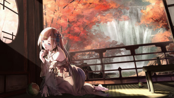 Картинка аниме unknown +другое взгляд девушка фон