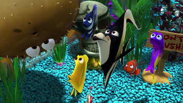 обоя мультфильмы, finding nemo, череп, камешки, рыба, водоросли