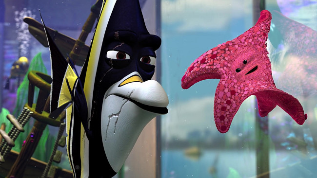 Обои картинки фото мультфильмы, finding nemo, рыба, морская, звезда, аквариум