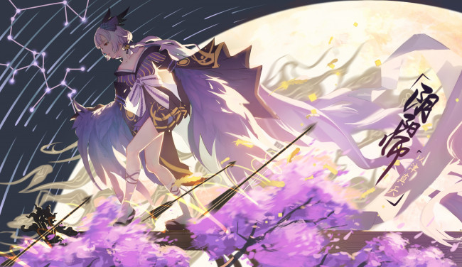 Обои картинки фото аниме, магия,  колдовство,  halloween, девушка