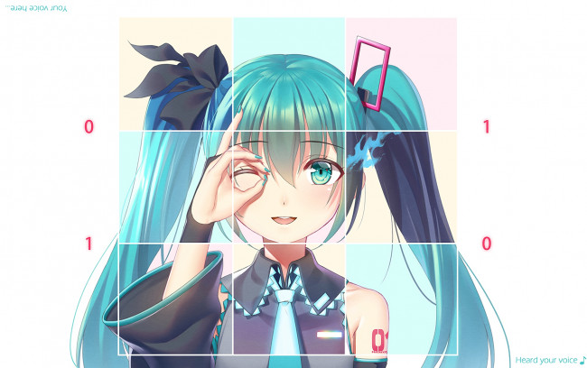 Обои картинки фото аниме, vocaloid, девушка, взгляд, фон