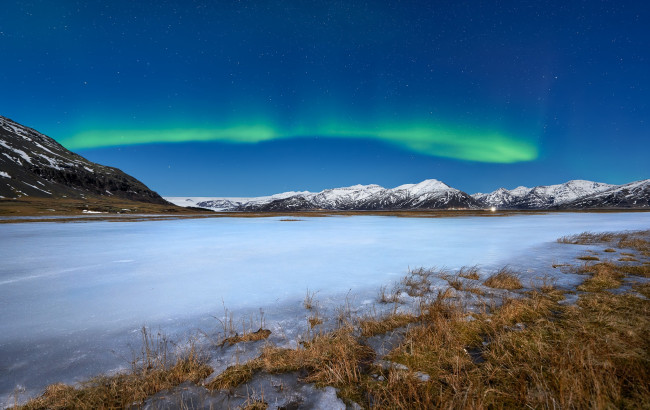 Обои картинки фото природа, северное сияние, простор