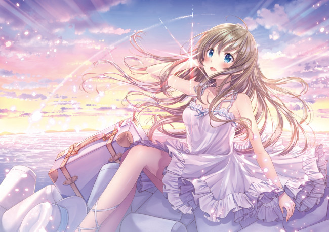 Обои картинки фото аниме, unknown,  другое, взгляд, фон, девушка