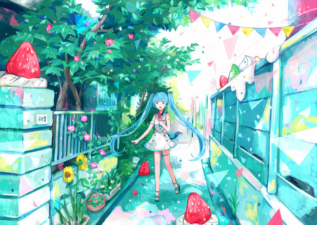 Обои картинки фото аниме, vocaloid, фон, взгляд, девушка