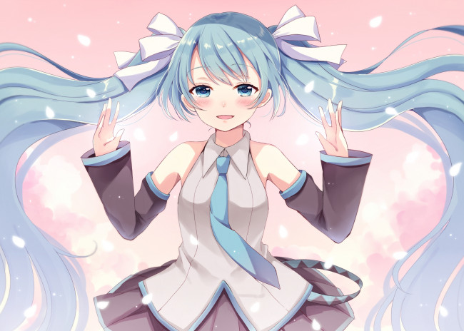 Обои картинки фото аниме, vocaloid, фон, взгляд, девушка