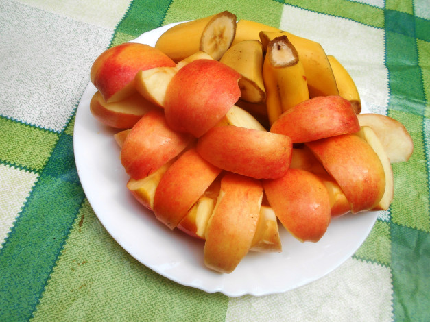 Обои картинки фото еда, яблоки, бананы