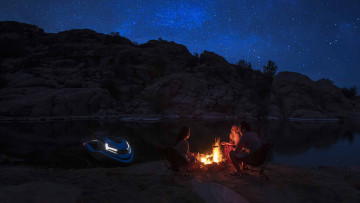 Картинка nikola+wav корабли гидроциклы nikola wav вечер костер озеро