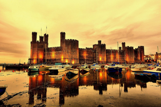 Обои картинки фото caernarfon castle, города, замки англии, caernarfon, castle