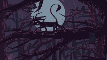 Картинка фэнтези существа лес ветки совы черт