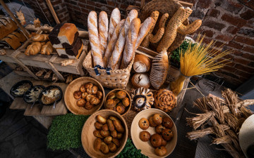Картинка еда хлеб +выпечка багеты выпечка сдоба булочки