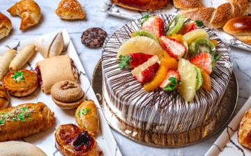 обоя еда, торты, выпечка, торт, фрукты