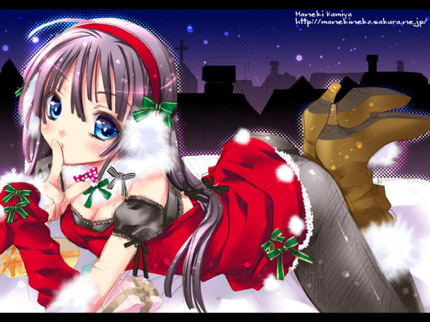 Обои картинки фото аниме, merry, chrismas, winter